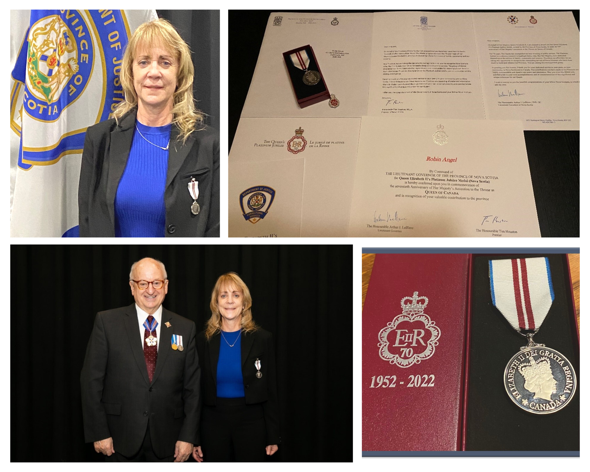 Robin Angel CRSP Photo Collage Receiving Queen's Jubilee Medal Nova Scotia