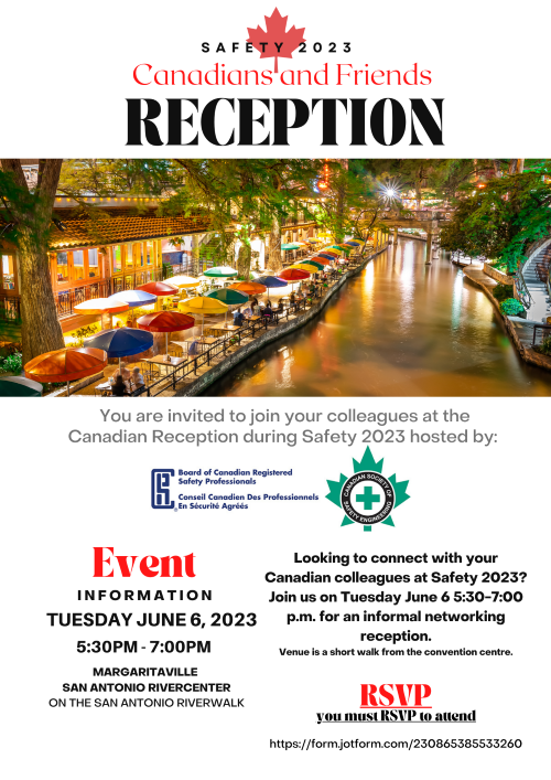 Image of a river with patio umbrellas along the side, and text 'Canadian Reception'