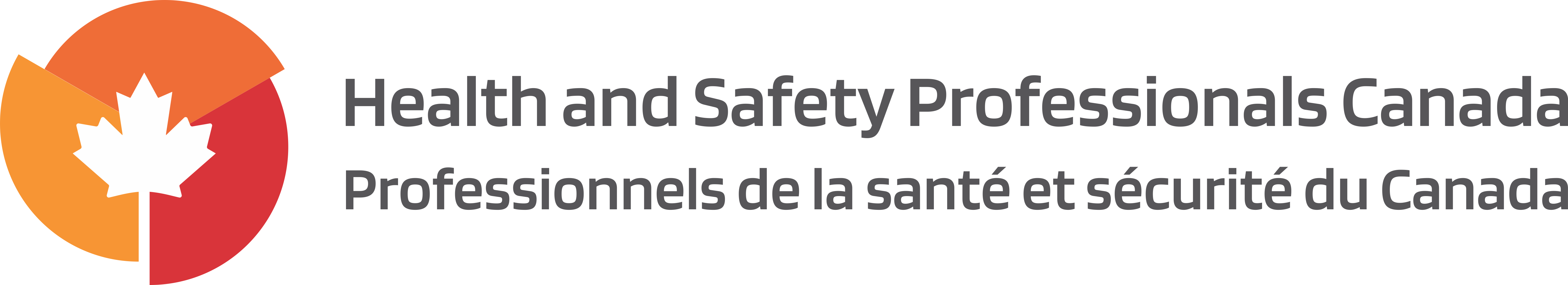 Health and Safety Professionals Canada Logo including an orange stylized circle with white maple leaf