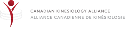 Logo of the Canadian Kinesiology Alliance featuring a red abstract human figure with curved grey rings, next to the bilingual text “CANADIAN KINESIOLOGY ALLIANCE / ALLIANCE CANADIENNE DE KINÉSIOLOGIE.”